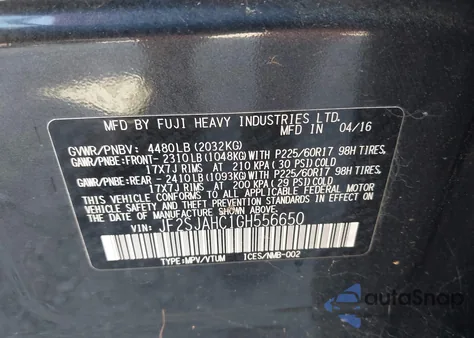 2016 Subaru Forester 2.5I Limited from USA, damaged, VIN JF2SJAHC1GH556650